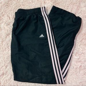 Womens Pink and Black Adidas Track pants